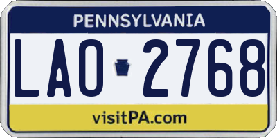 PA license plate LAO2768