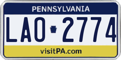 PA license plate LAO2774