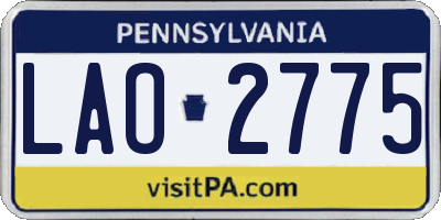 PA license plate LAO2775