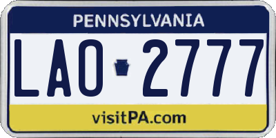 PA license plate LAO2777