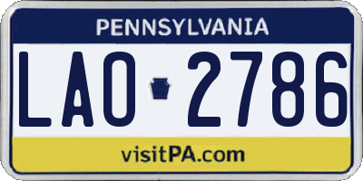 PA license plate LAO2786