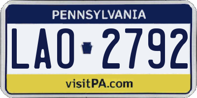 PA license plate LAO2792