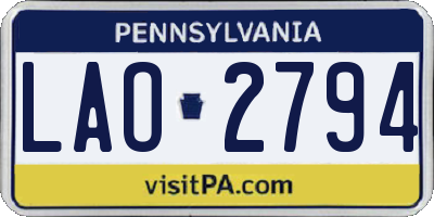 PA license plate LAO2794