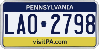 PA license plate LAO2798