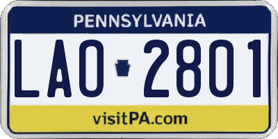 PA license plate LAO2801