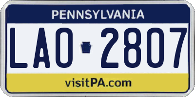 PA license plate LAO2807