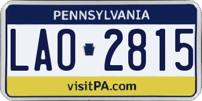 PA license plate LAO2815