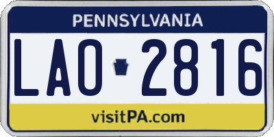 PA license plate LAO2816