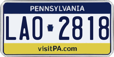 PA license plate LAO2818