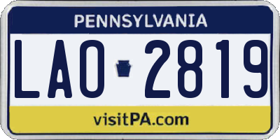 PA license plate LAO2819
