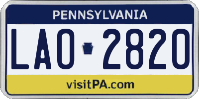PA license plate LAO2820