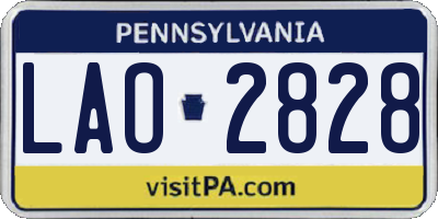 PA license plate LAO2828
