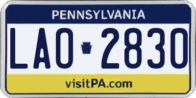 PA license plate LAO2830