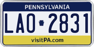 PA license plate LAO2831