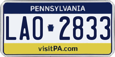 PA license plate LAO2833