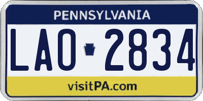 PA license plate LAO2834