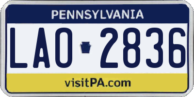 PA license plate LAO2836