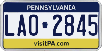 PA license plate LAO2845