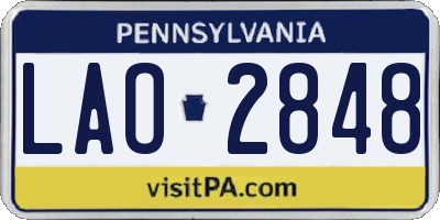 PA license plate LAO2848