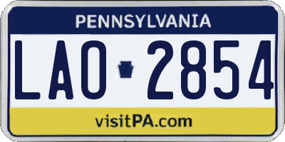PA license plate LAO2854