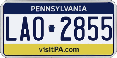 PA license plate LAO2855