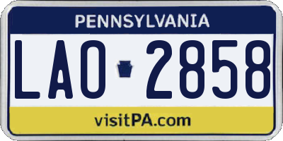 PA license plate LAO2858