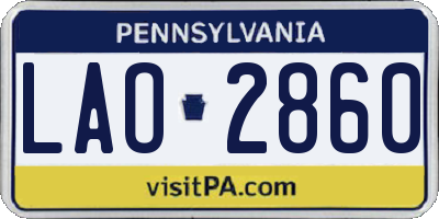 PA license plate LAO2860