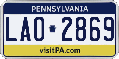 PA license plate LAO2869