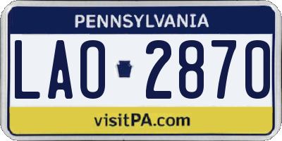 PA license plate LAO2870