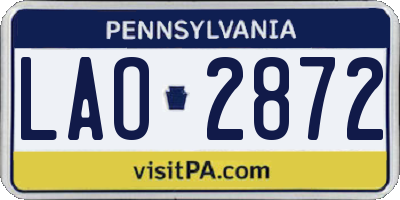 PA license plate LAO2872