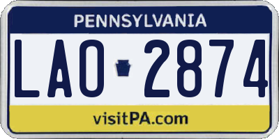 PA license plate LAO2874