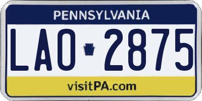 PA license plate LAO2875