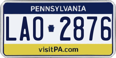 PA license plate LAO2876