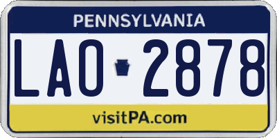 PA license plate LAO2878
