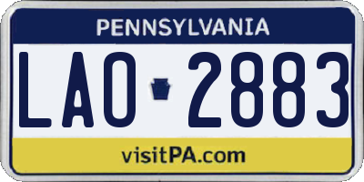 PA license plate LAO2883