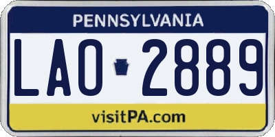 PA license plate LAO2889