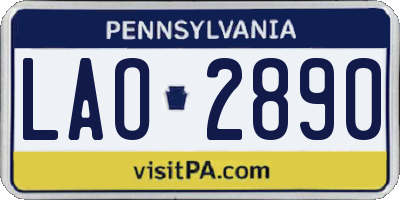PA license plate LAO2890