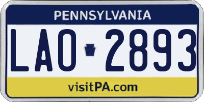 PA license plate LAO2893