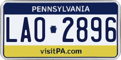 PA license plate LAO2896