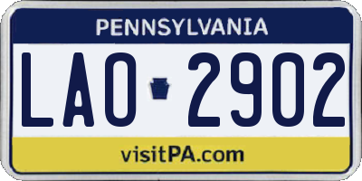 PA license plate LAO2902