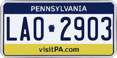 PA license plate LAO2903