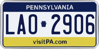 PA license plate LAO2906