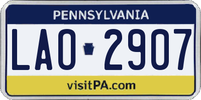 PA license plate LAO2907