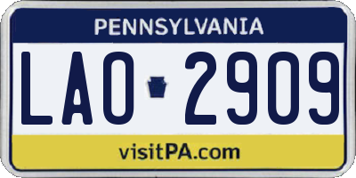 PA license plate LAO2909