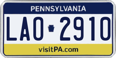 PA license plate LAO2910