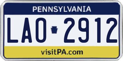 PA license plate LAO2912