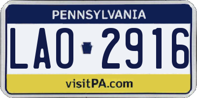 PA license plate LAO2916