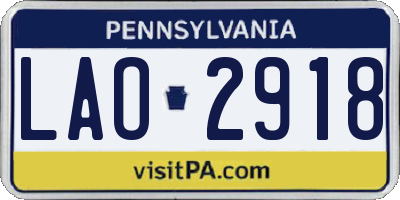 PA license plate LAO2918