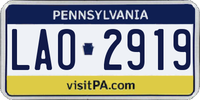 PA license plate LAO2919
