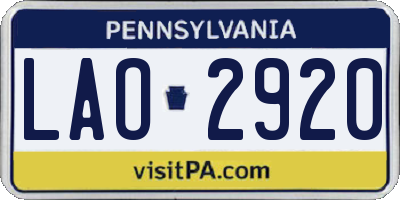 PA license plate LAO2920